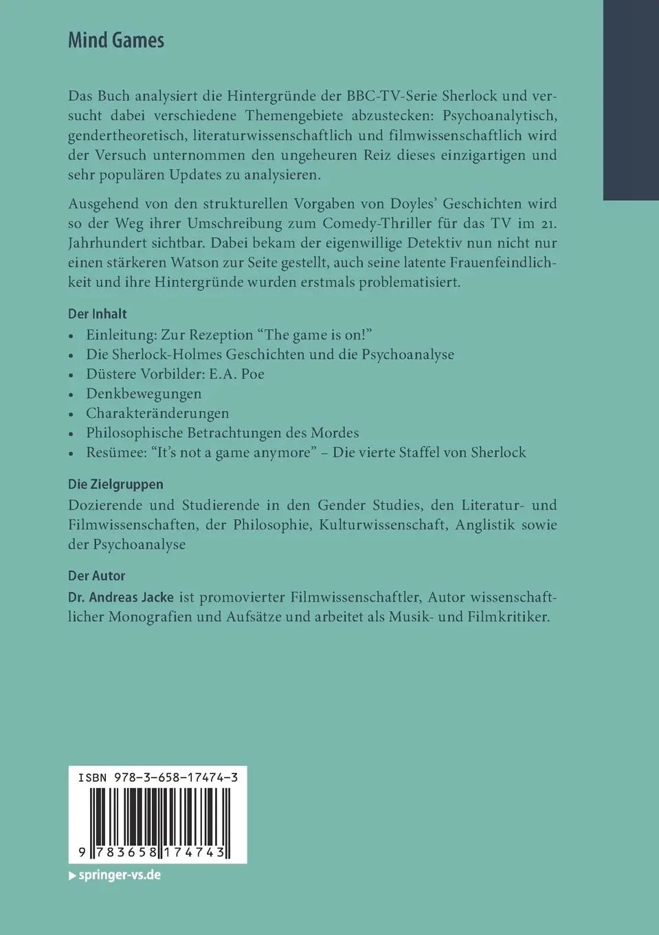 Rückseite: 9783658174743 | Mind Games | Andreas Jacke | Taschenbuch | Paperback | vi | Deutsch