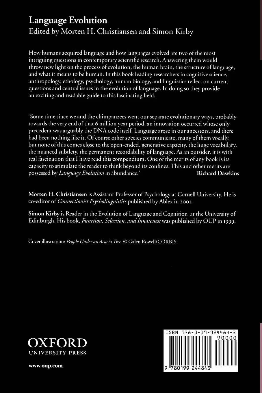 Rückseite: 9780199244843 | Language Evolution | Simon Kirby (u. a.) | Taschenbuch | Englisch