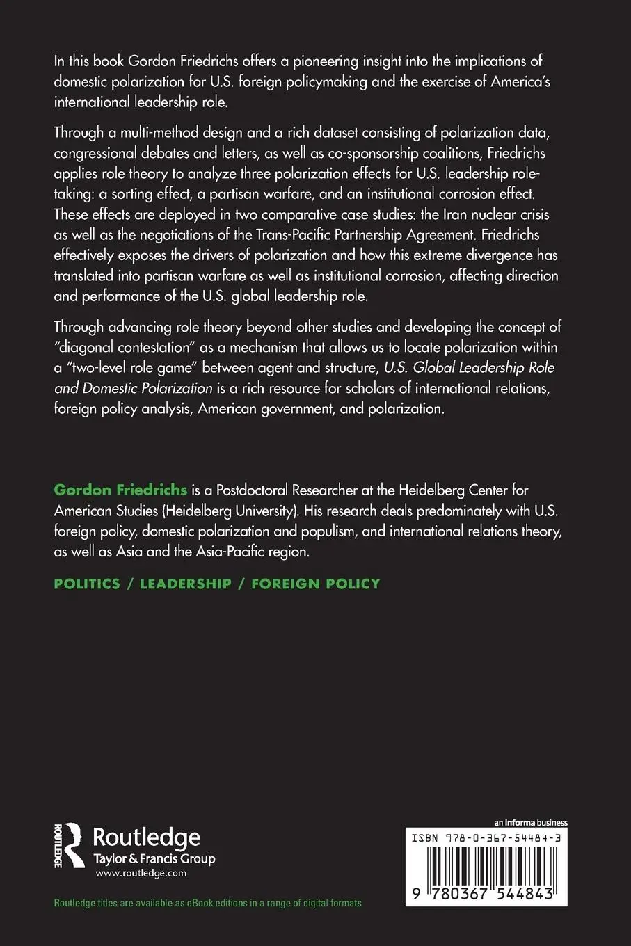 Rückseite: 9780367544843 | U.S. Global Leadership Role and Domestic Polarization | Friedrichs