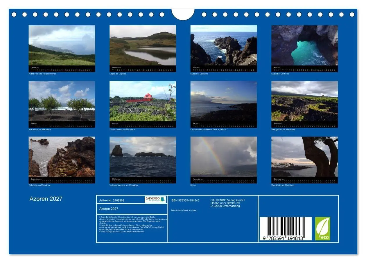 Bild: 9783594194843 | Azoren 2027 (Wandkalender 2027 DIN A4 quer), CALVENDO Monatskalender
