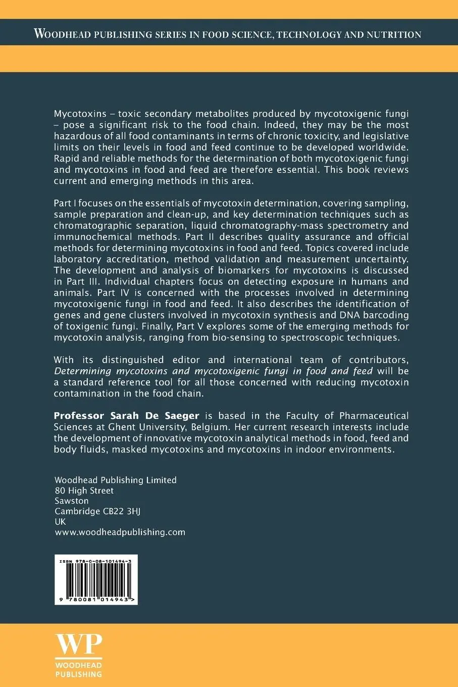 Rückseite: 9780081014943 | Determining Mycotoxins and Mycotoxigenic Fungi in Food and Feed | Buch