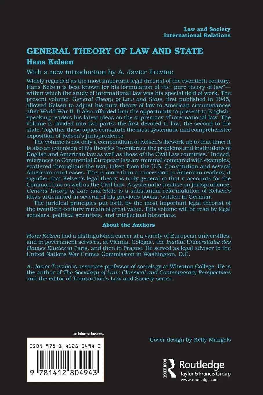 Rückseite: 9781412804943 | General Theory of Law and State | Hans Kelsen | Taschenbuch | Englisch