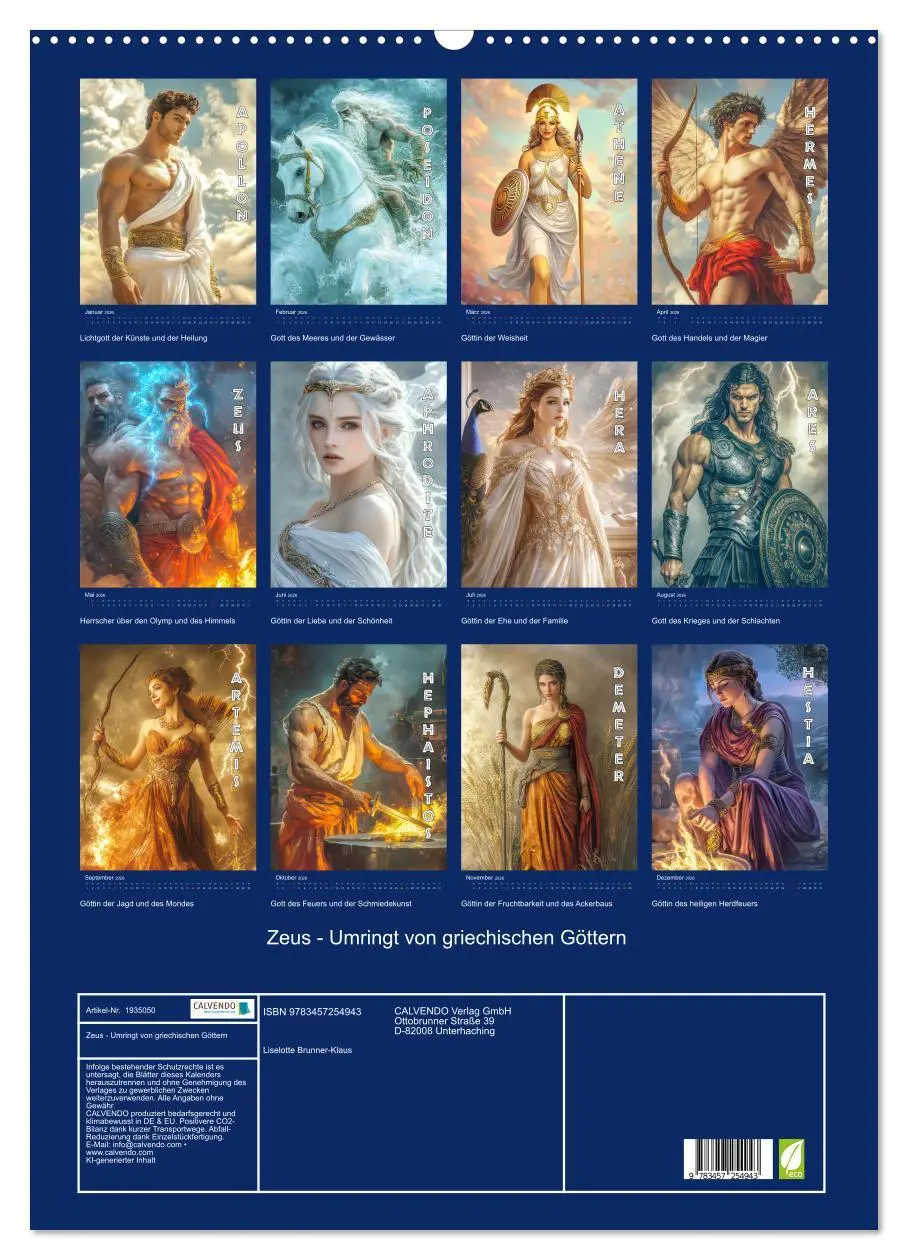 Bild: 9783457254943 | Zeus - Umringt von griechischen Göttern (Wandkalender 2026 DIN A2...
