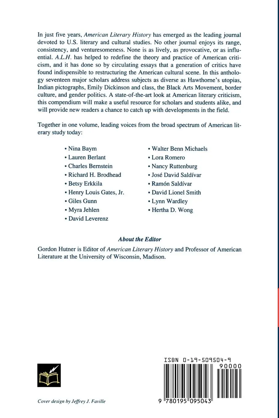 Rückseite: 9780195095043 | The American Literary History Reader | Gordon Hutner | Taschenbuch