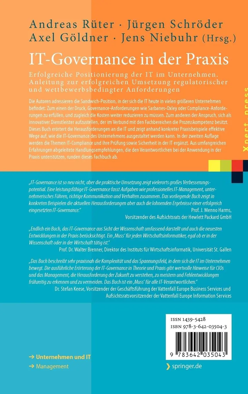 Rückseite: 9783642035043 | IT-Governance in der Praxis | Andreas Rüter (u. a.) | Buch | xxvii