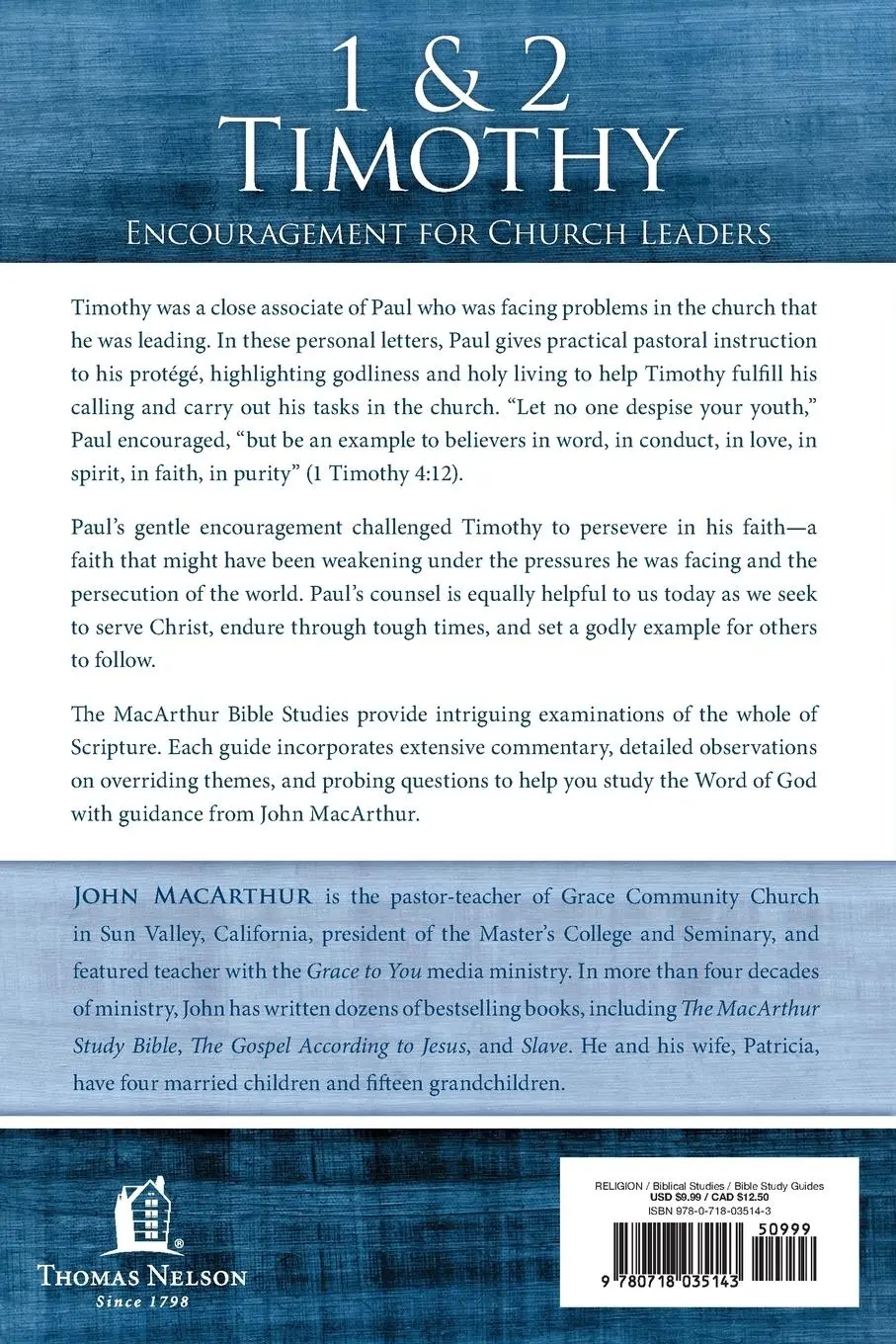 Rückseite: 9780718035143 | 1 and 2 Timothy | Encouragement for Church Leaders | John F. Macarthur