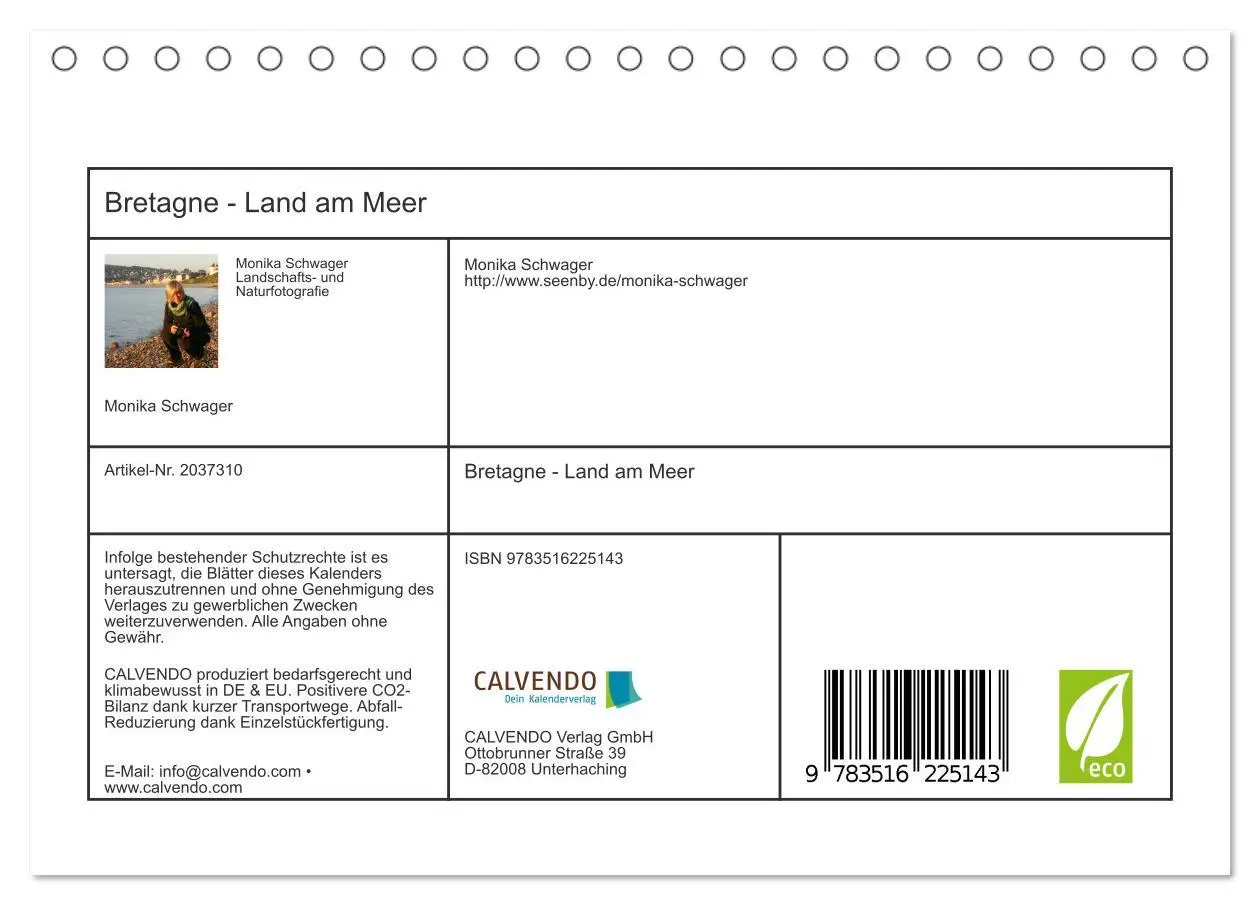 Bild: 9783516225143 | Bretagne - Land am Meer (Tischkalender 2026 DIN A5 quer), CALVENDO...