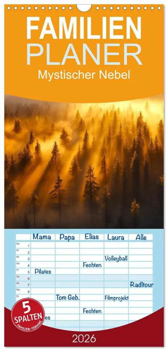 Cover: 9783516605143 | Familienplaner 2026 - Mystischer Nebel mit 5 Spalten (Wandkalender,...