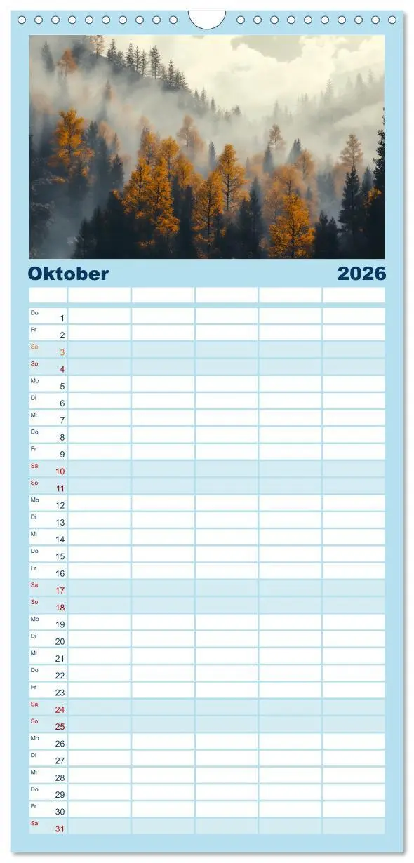 Bild: 9783516605143 | Familienplaner 2026 - Mystischer Nebel mit 5 Spalten (Wandkalender,...