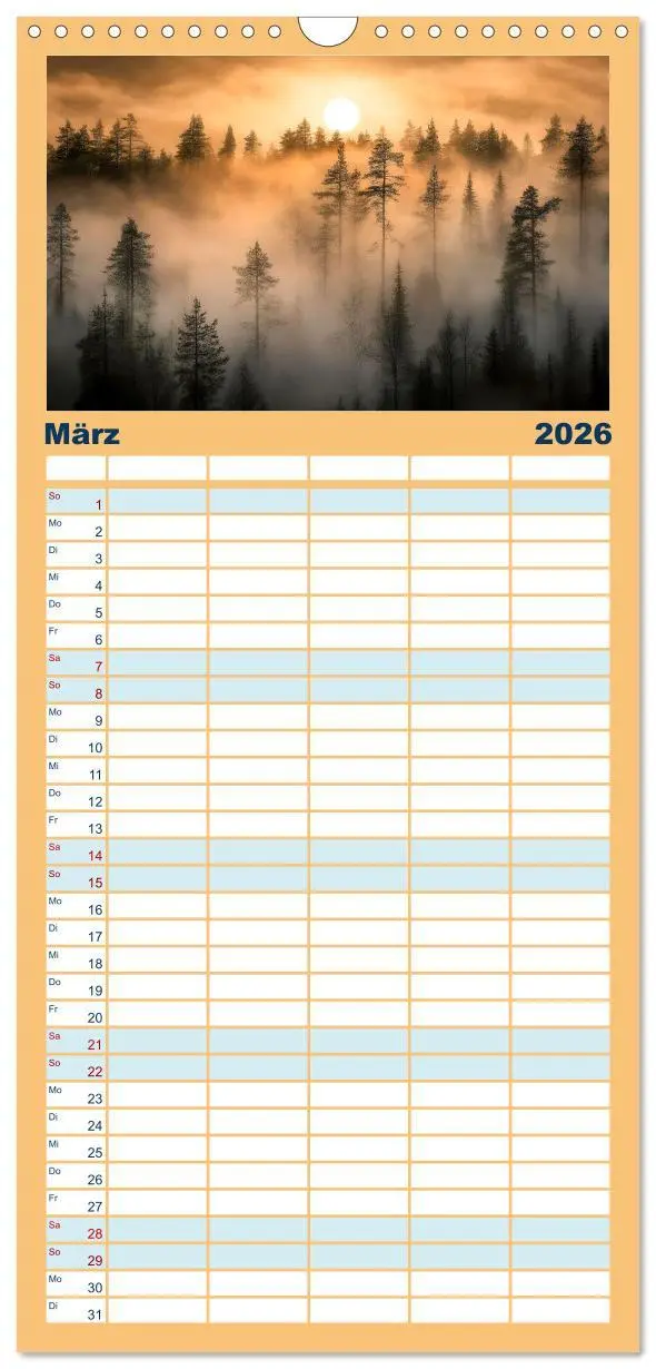 Bild: 9783516605143 | Familienplaner 2026 - Mystischer Nebel mit 5 Spalten (Wandkalender,...