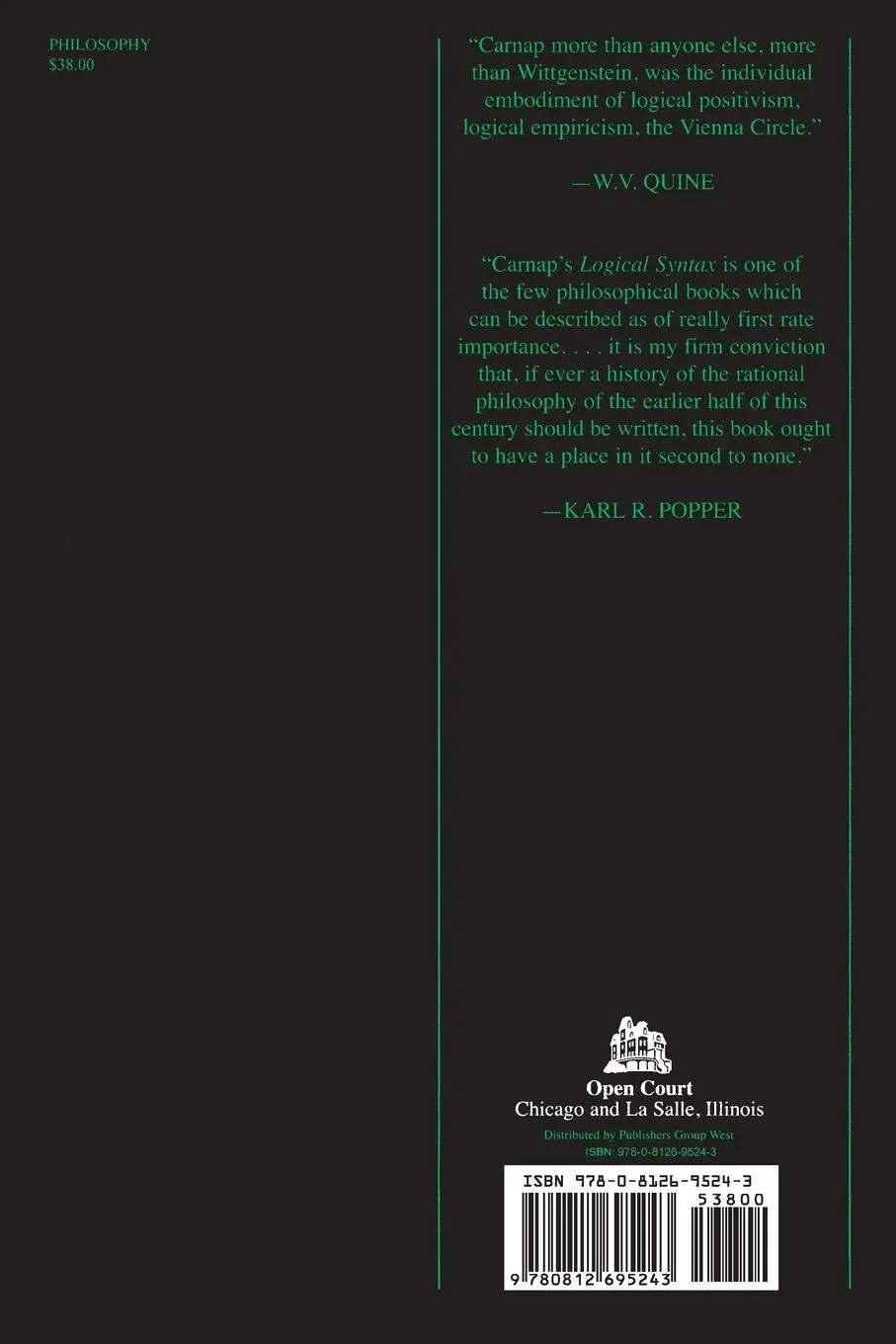 Rückseite: 9780812695243 | The Logical Syntax of Language | Rudolf Carnap | Taschenbuch | 2002