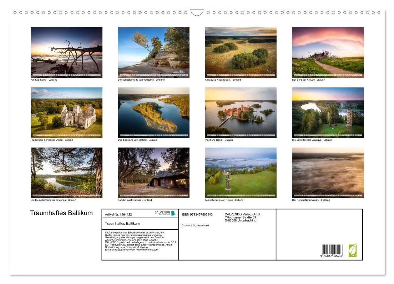 Bild: 9783457505243 | Traumhaftes Baltikum (Wandkalender 2026 DIN A2 quer), CALVENDO...