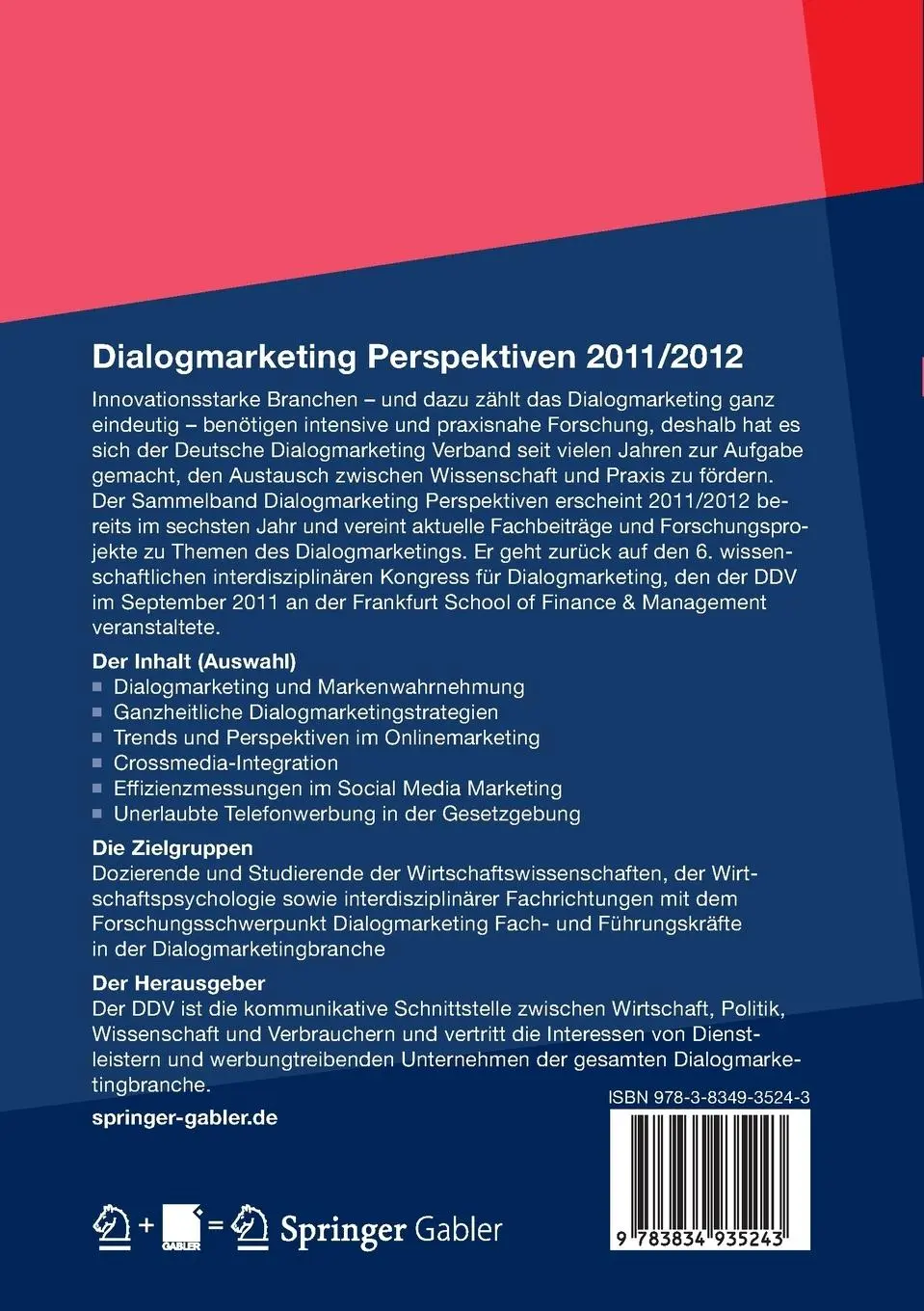 Rückseite: 9783834935243 | Dialogmarketing Perspektiven 2011/2012 | V. | Taschenbuch | 256 S.