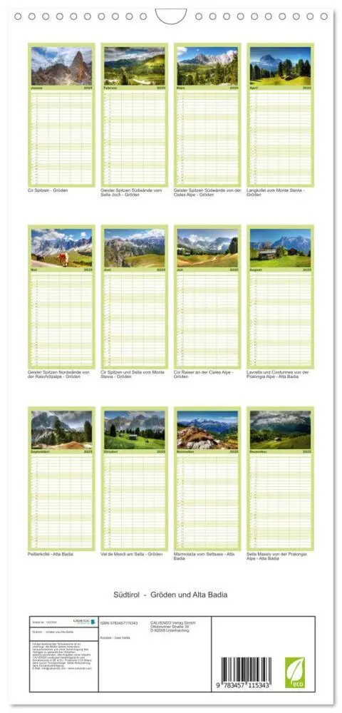 Bild: 9783457115343 | Familienplaner 2025 - Südtirol - Gröden und Alta Badia mit 5...