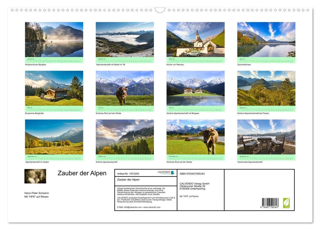 Bild: 9783457595343 | Zauber der Alpen (Wandkalender 2026 DIN A2 quer), CALVENDO...