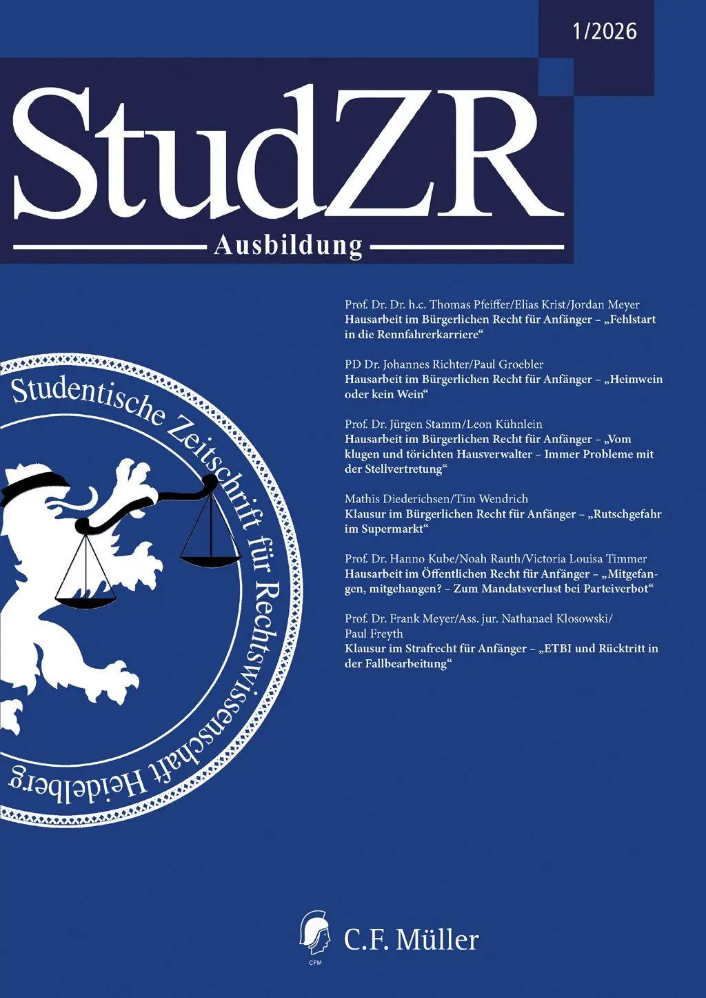 Cover: 9783811465343 | StudZR Ausbildung 1/2026 | V. | Taschenbuch | 150 S. | Deutsch | 2026