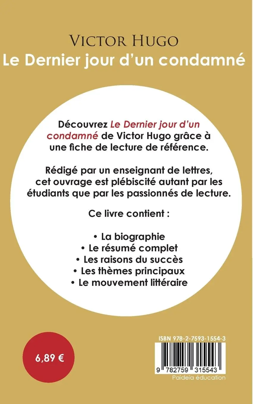 Rückseite: 9782759315543 | Fiche de lecture Le Dernier jour d'un condamné de Victor Hugo...
