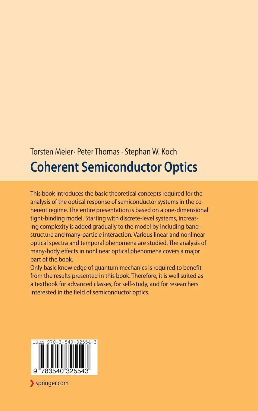 Rückseite: 9783540325543 | Coherent Semiconductor Optics | Torsten Meier (u. a.) | Buch | xiii