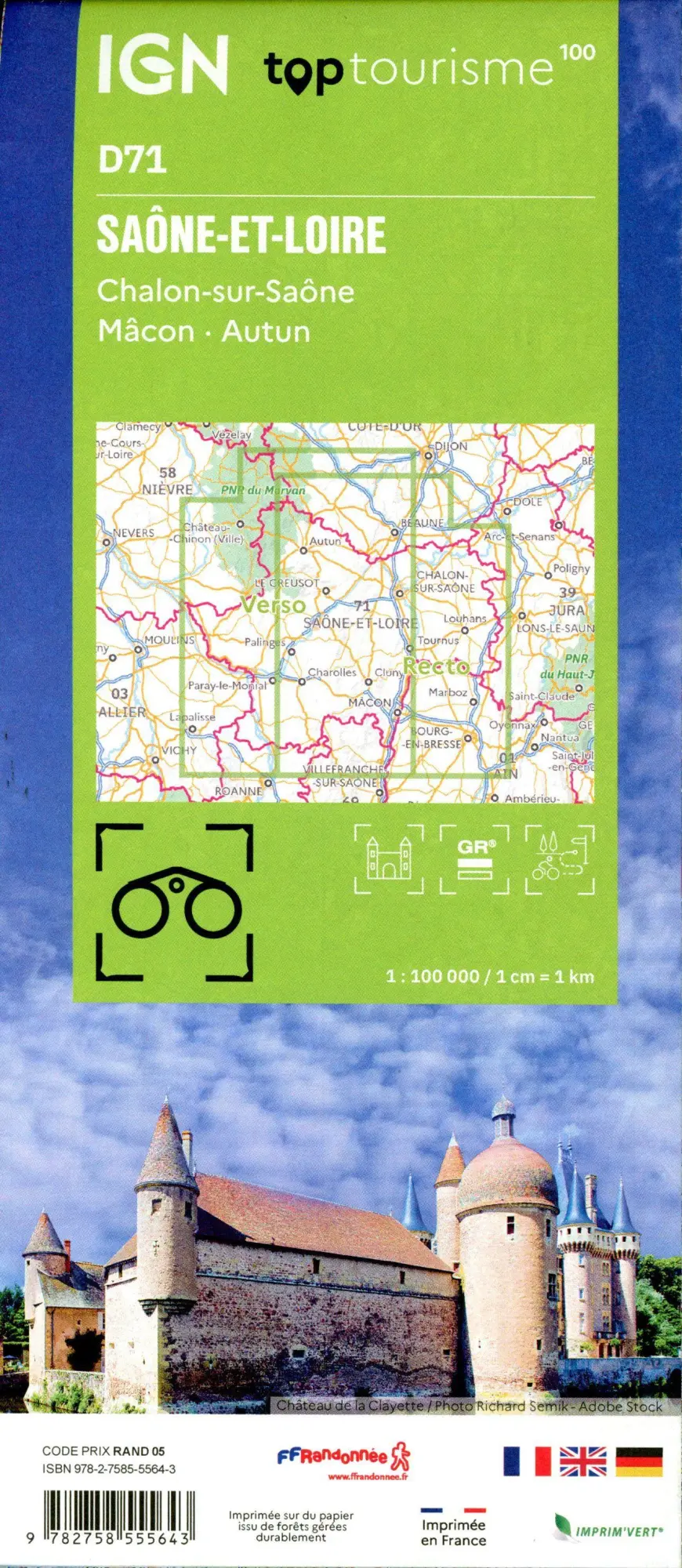 Bild: 9782758555643 | 71 Saône et Loire | 1:100000 | (Land-)Karte | Französisch | 2024