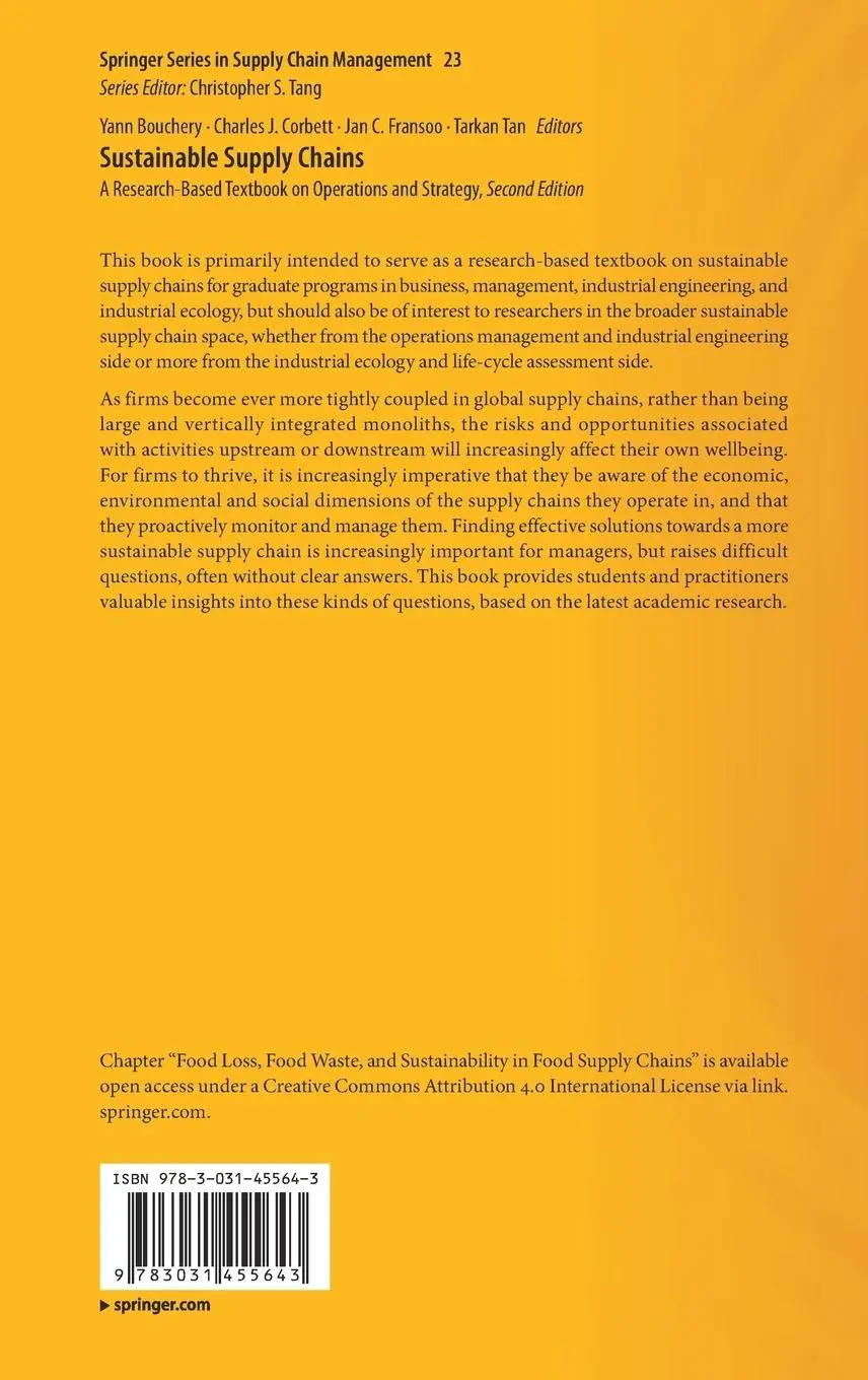 Rückseite: 9783031455643 | Sustainable Supply Chains | Yann Bouchery (u. a.) | Buch | xxvi | 2024