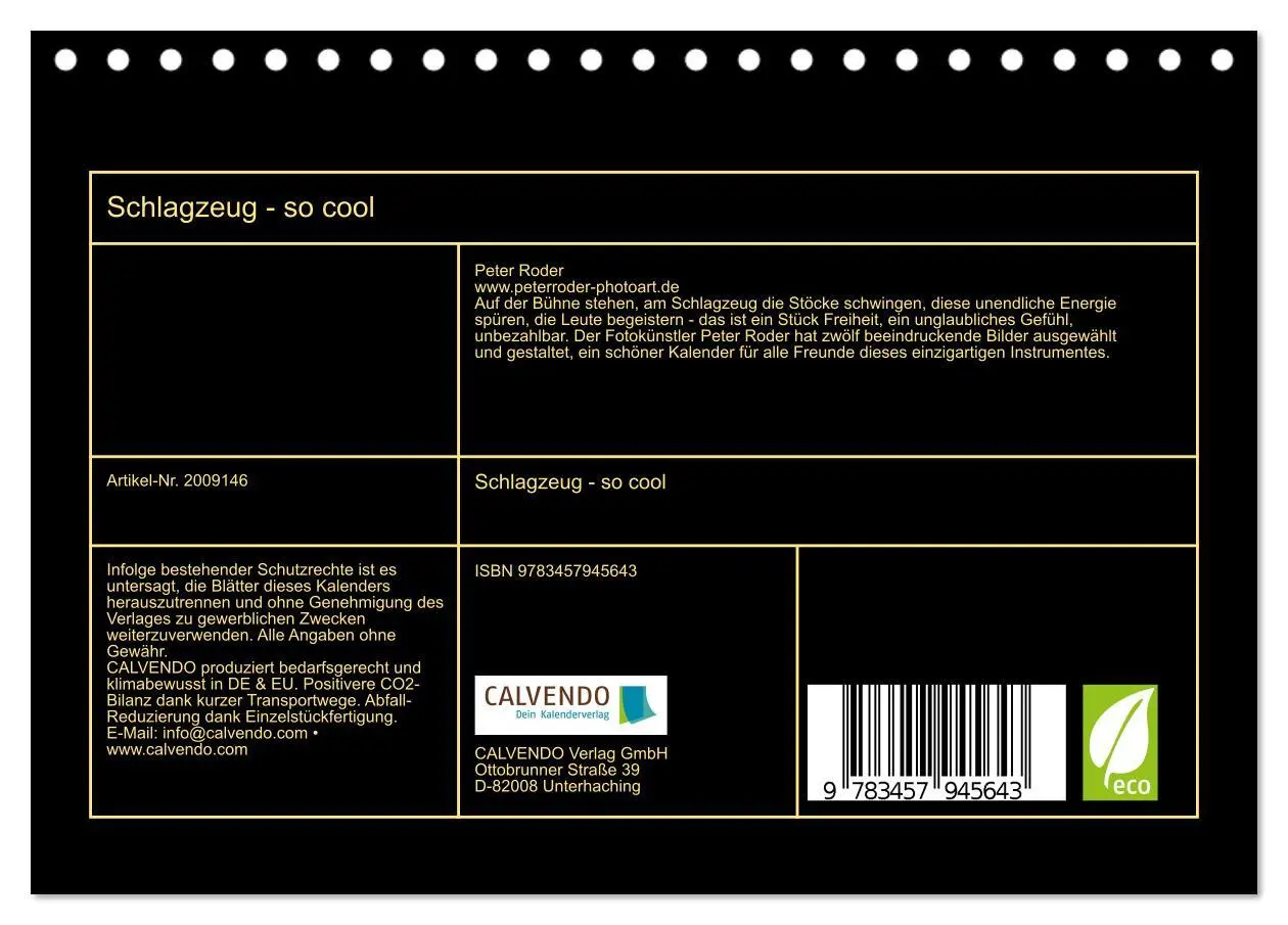 Bild: 9783457945643 | Schlagzeug - so cool (Tischkalender 2026 DIN A5 quer), CALVENDO...