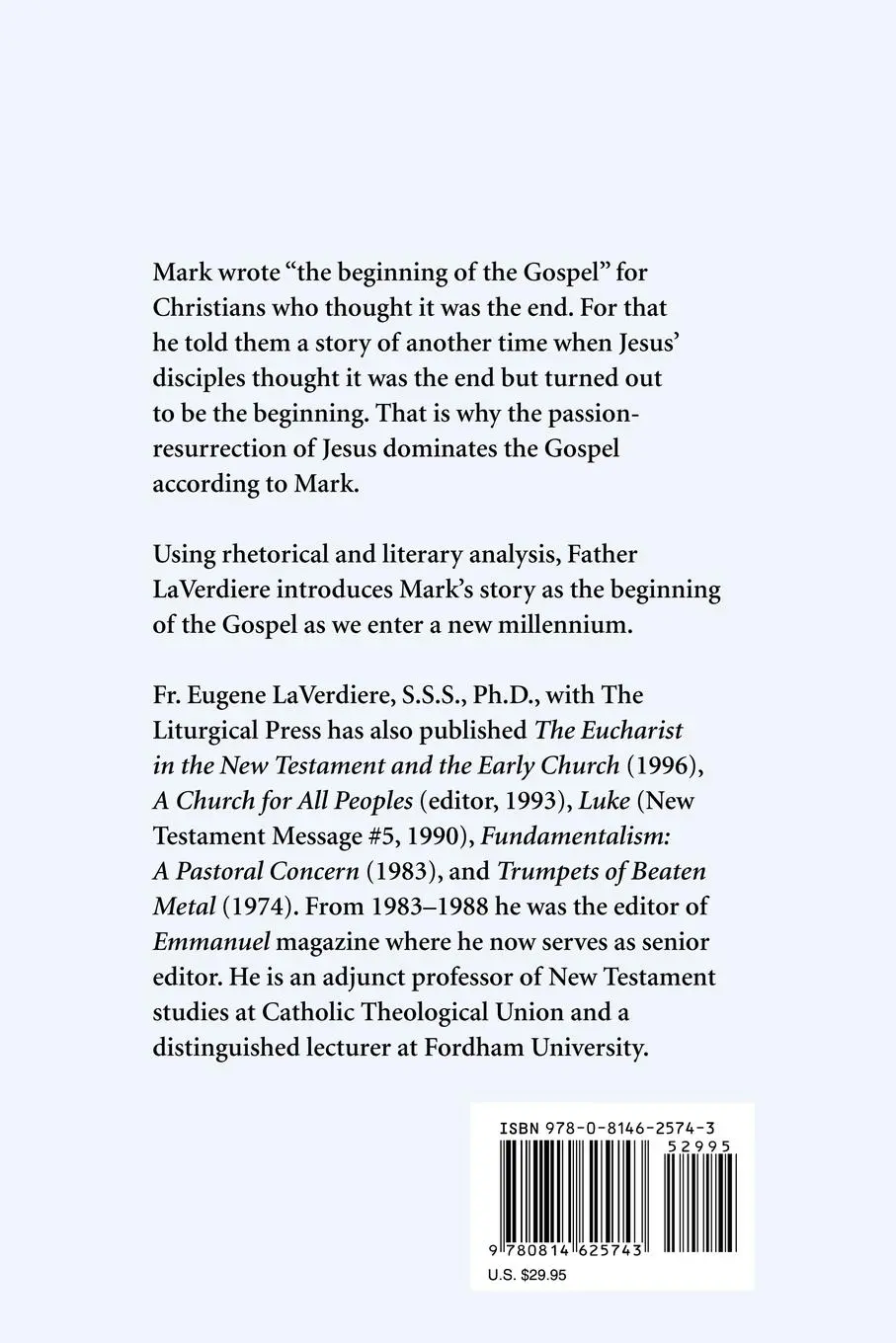 Rückseite: 9780814625743 | The Beginning of the Gospel | Eugene A. Laverdiere | Taschenbuch