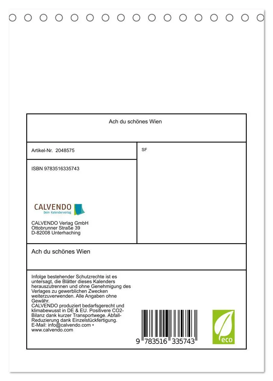 Bild: 9783516335743 | Ach du schönes Wien (Tischkalender 2026 DIN A5 hoch), CALVENDO...
