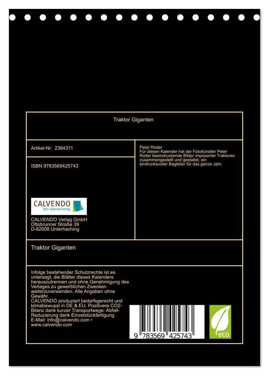 Bild: 9783569425743 | Traktor Giganten (Tischkalender 2027 DIN A5 hoch), CALVENDO...