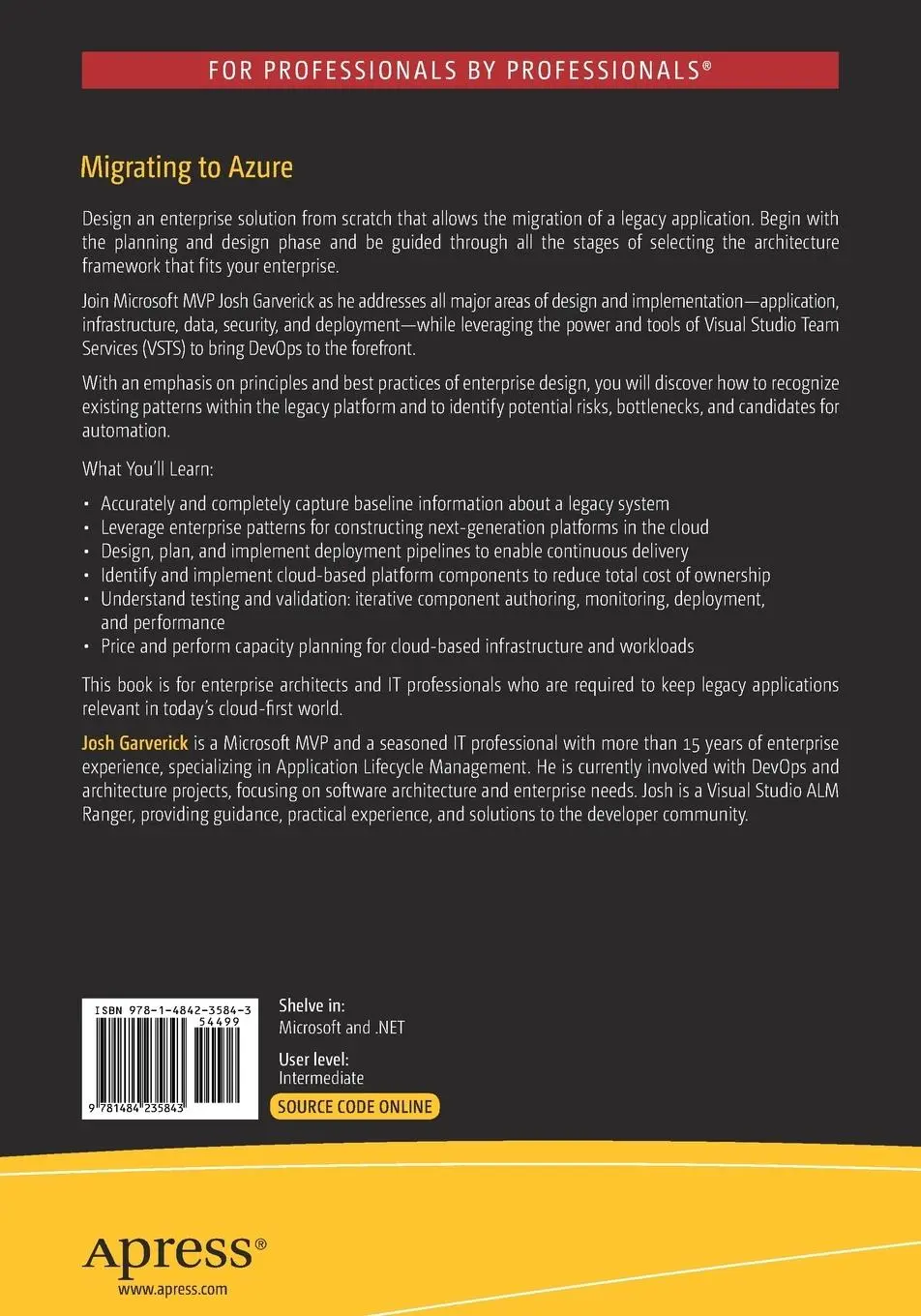 Rückseite: 9781484235843 | Migrating to Azure | Josh Garverick | Taschenbuch | xxi | Englisch