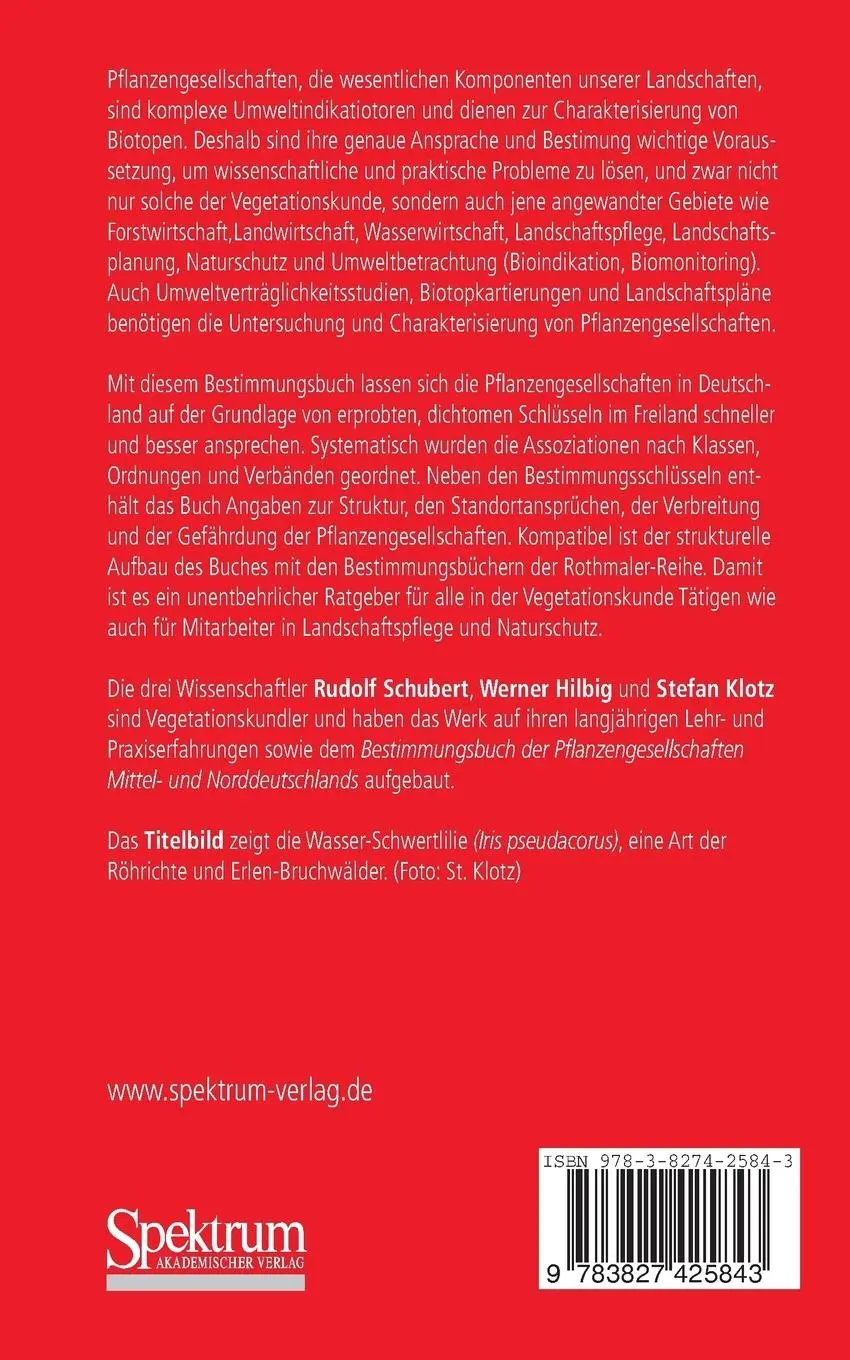 Rückseite: 9783827425843 | Bestimmungsbuch der Pflanzengesellschaften Deutschlands | Taschenbuch