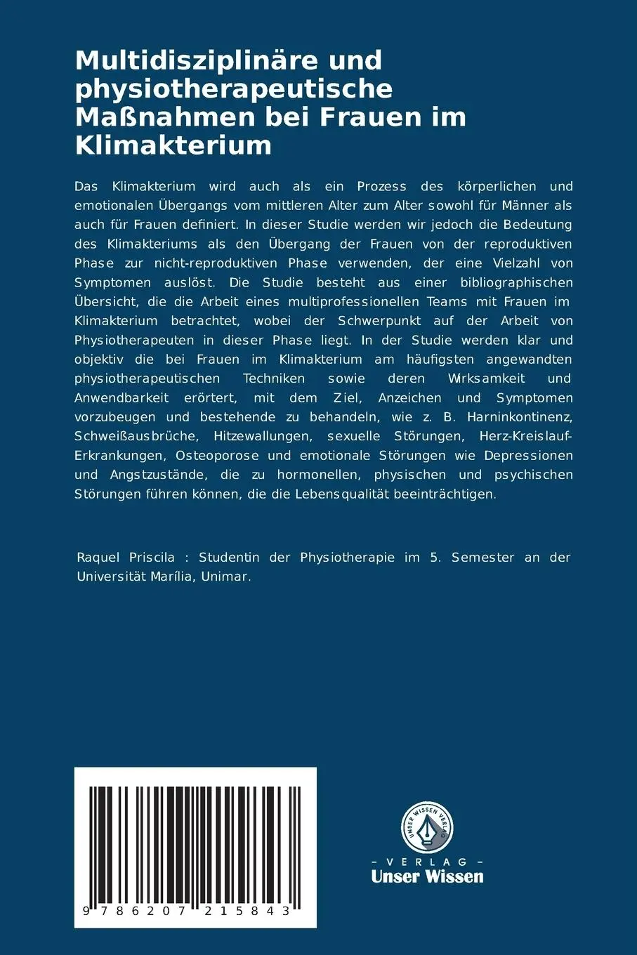 Rückseite: 9786207215843 | Multidisziplinäre und physiotherapeutische Maßnahmen bei Frauen im...