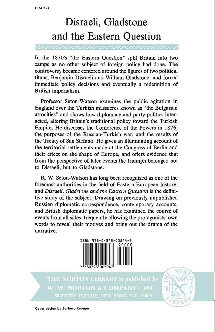 Rückseite: 9780393005943 | Disraeli, Gladstone, and the Eastern Question | R. W. Seton-Watson