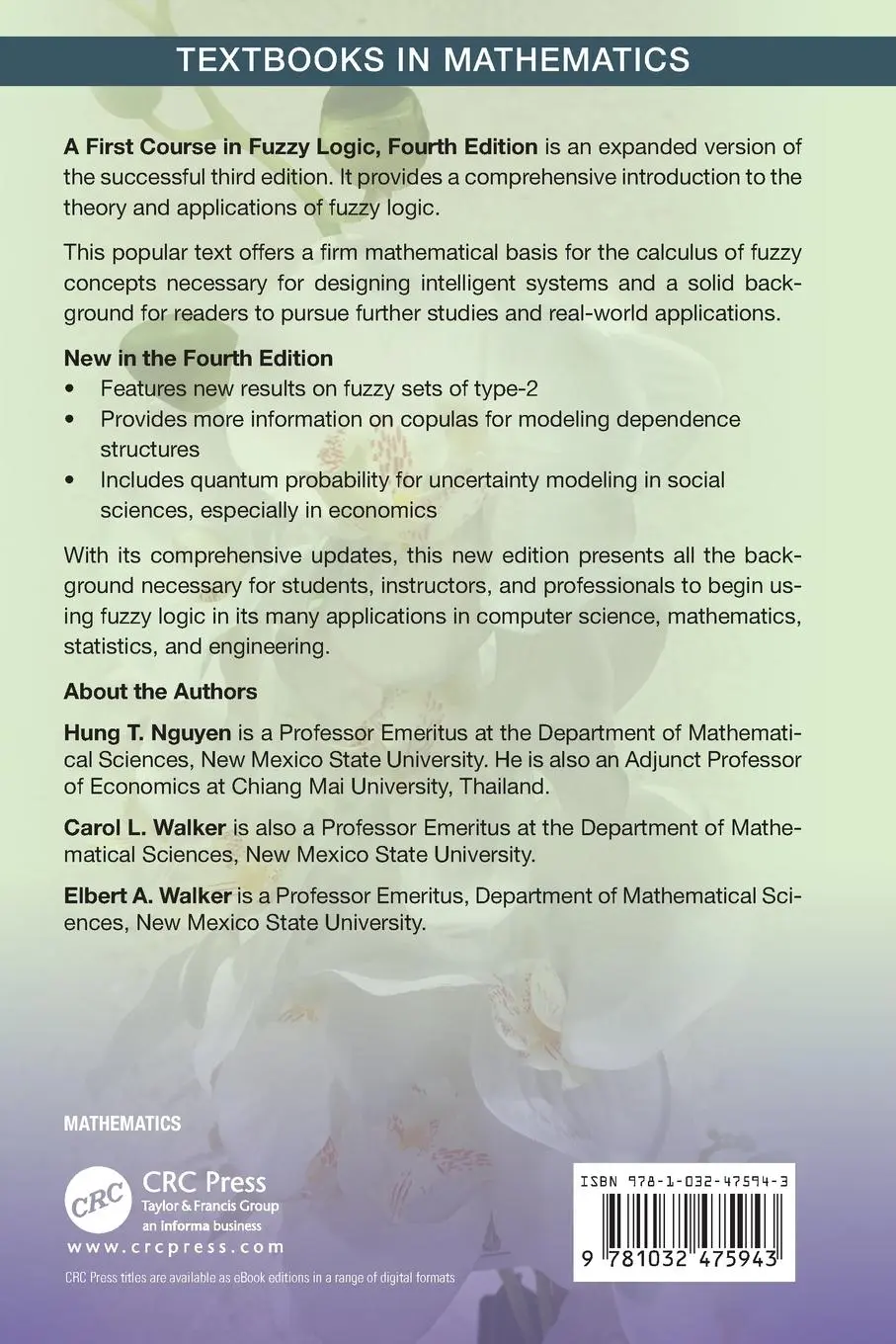 Rückseite: 9781032475943 | A First Course in Fuzzy Logic | Hung T. Nguyen (u. a.) | Taschenbuch
