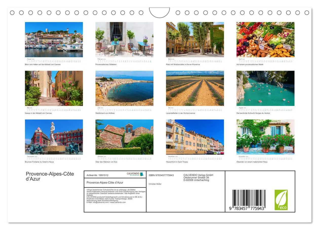 Bild: 9783457775943 | Provence-Alpes-Côte d'Azur (Wandkalender 2026 DIN A4 quer),...