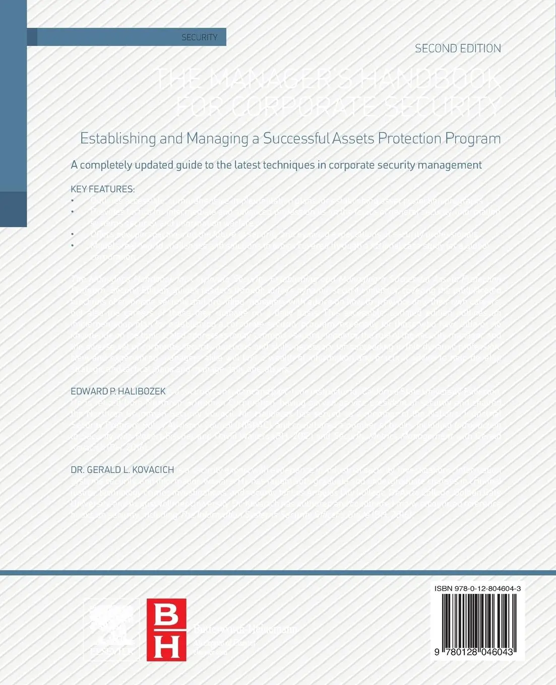 Rückseite: 9780128046043 | The Manager's Handbook for Corporate Security | Halibozek (u. a.)