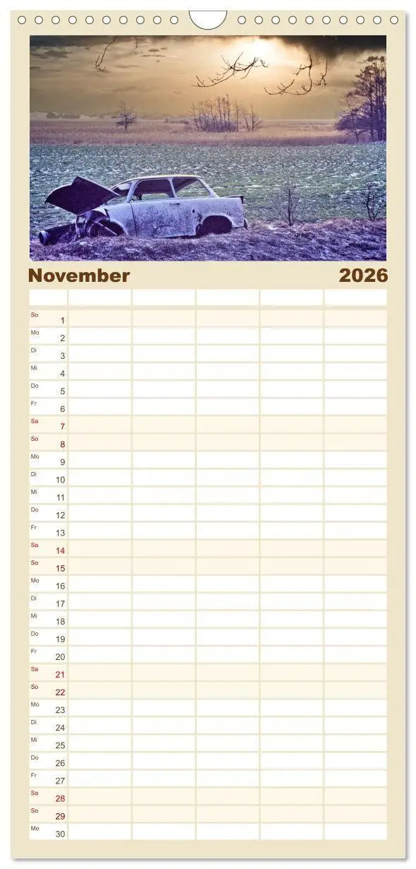 Bild: 9783457286043 | Familienplaner 2026 - Trabi-Land DDR mit 5 Spalten (Wandkalender,...