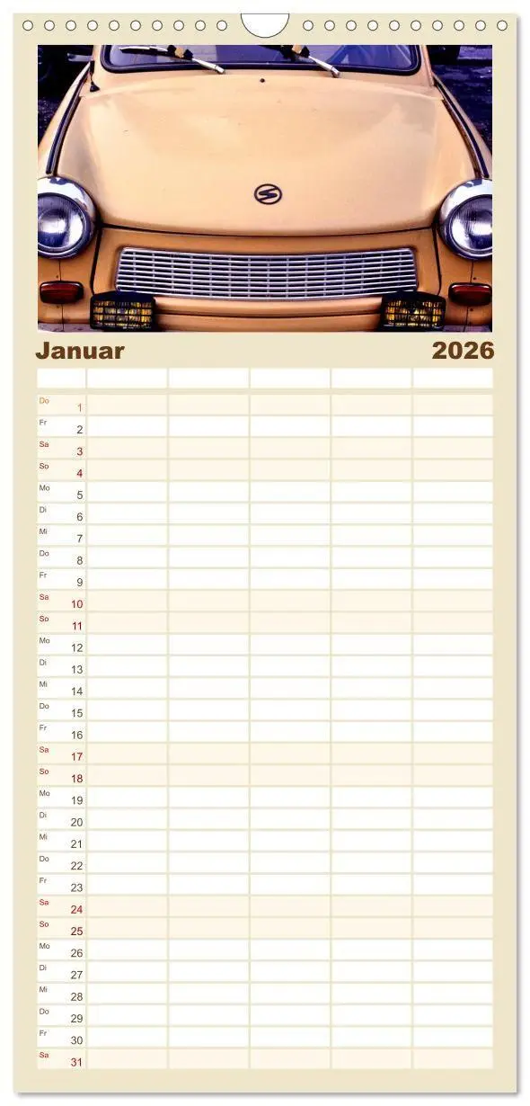 Bild: 9783457286043 | Familienplaner 2026 - Trabi-Land DDR mit 5 Spalten (Wandkalender,...