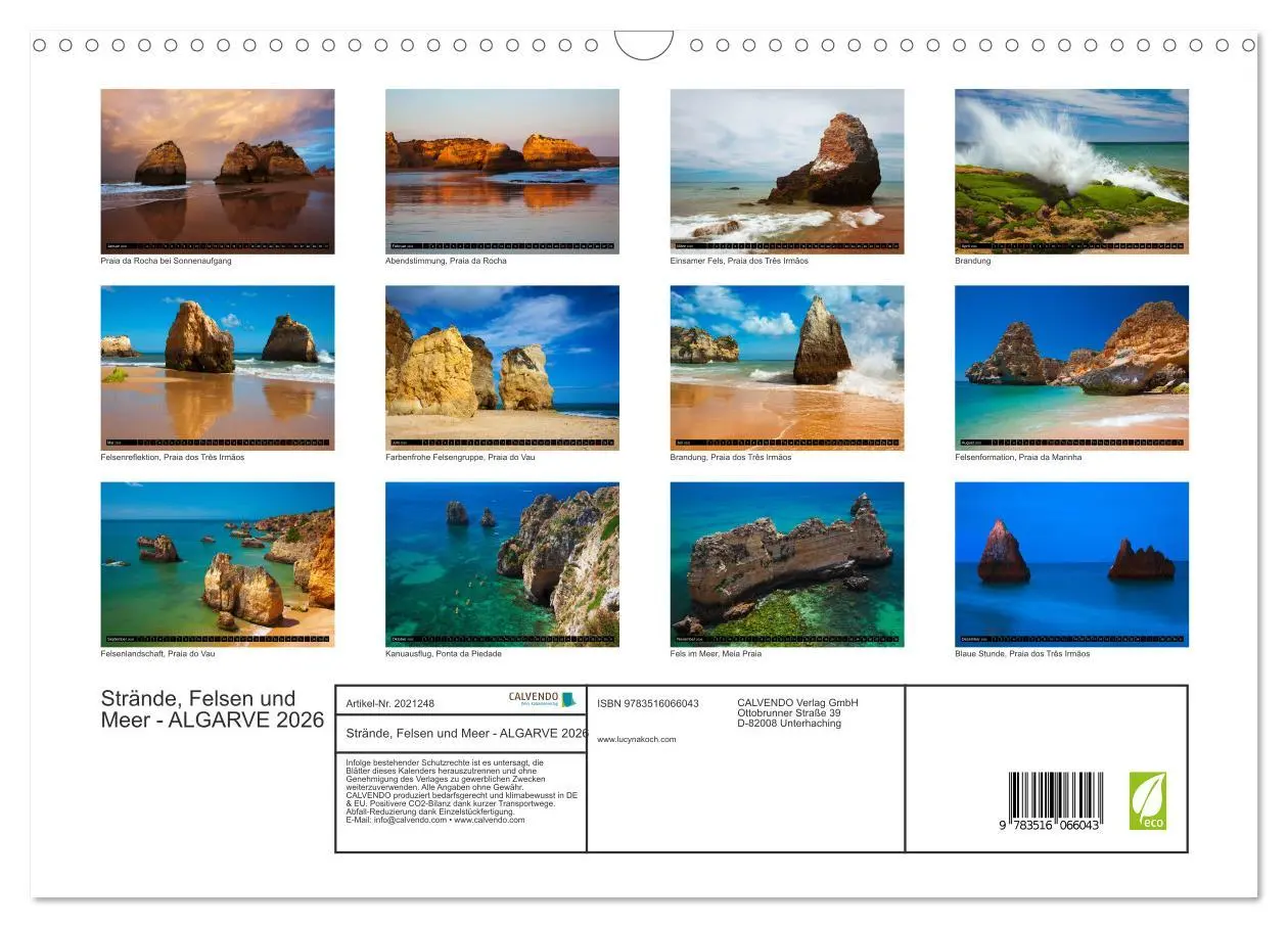 Bild: 9783516066043 | Strände, Felsen und Meer - ALGARVE 2026 (Wandkalender 2026 DIN A3...