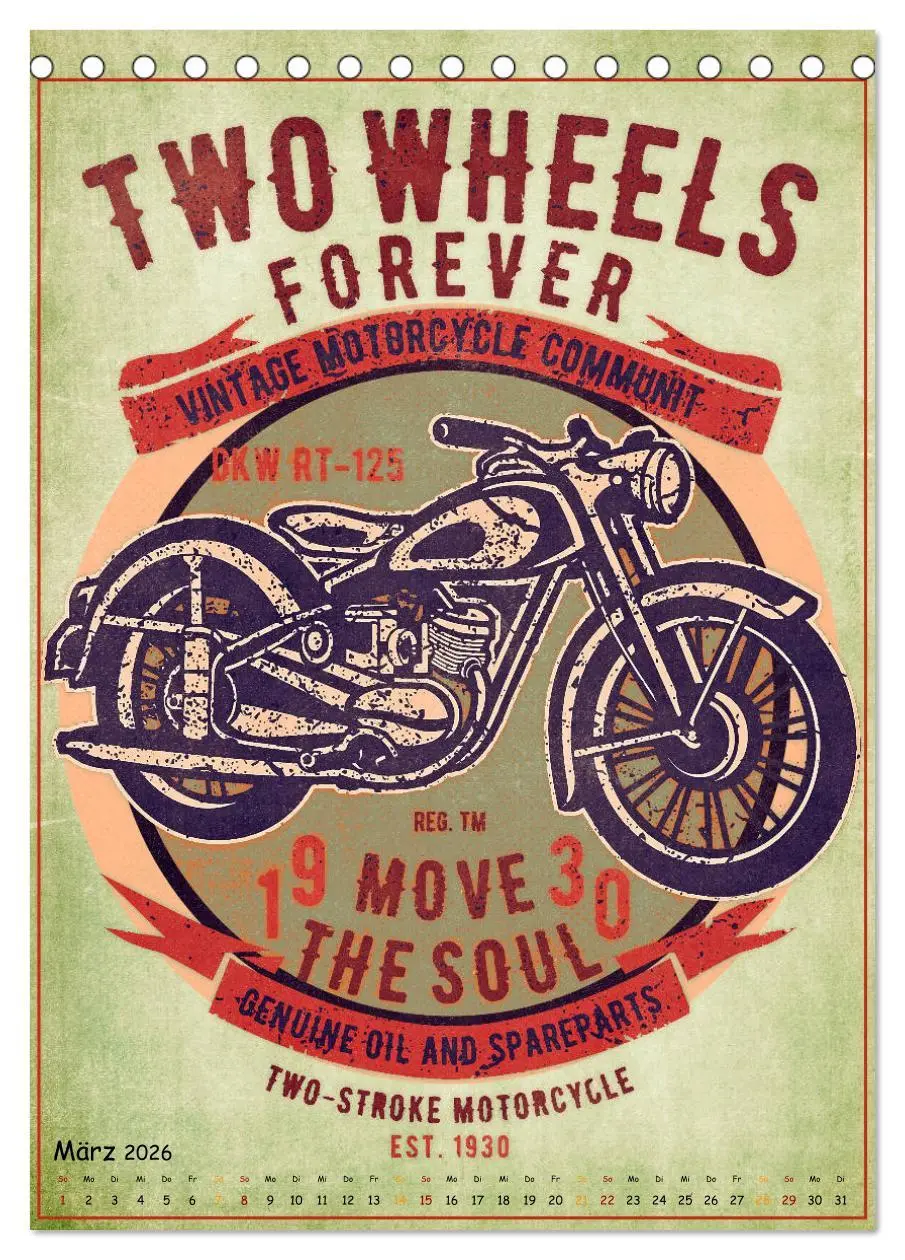 Bild: 9783516376043 | Motorrad Nostalgie (Tischkalender 2026 DIN A5 hoch), CALVENDO...