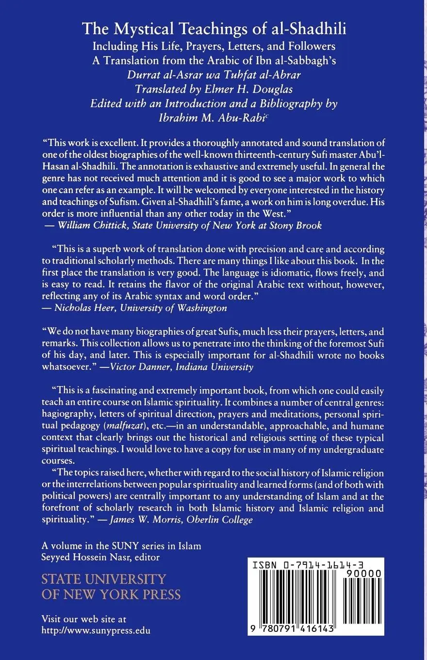 Rückseite: 9780791416143 | The Mystical Teachings of al-Shadhili | Elmer H. Douglas | Taschenbuch