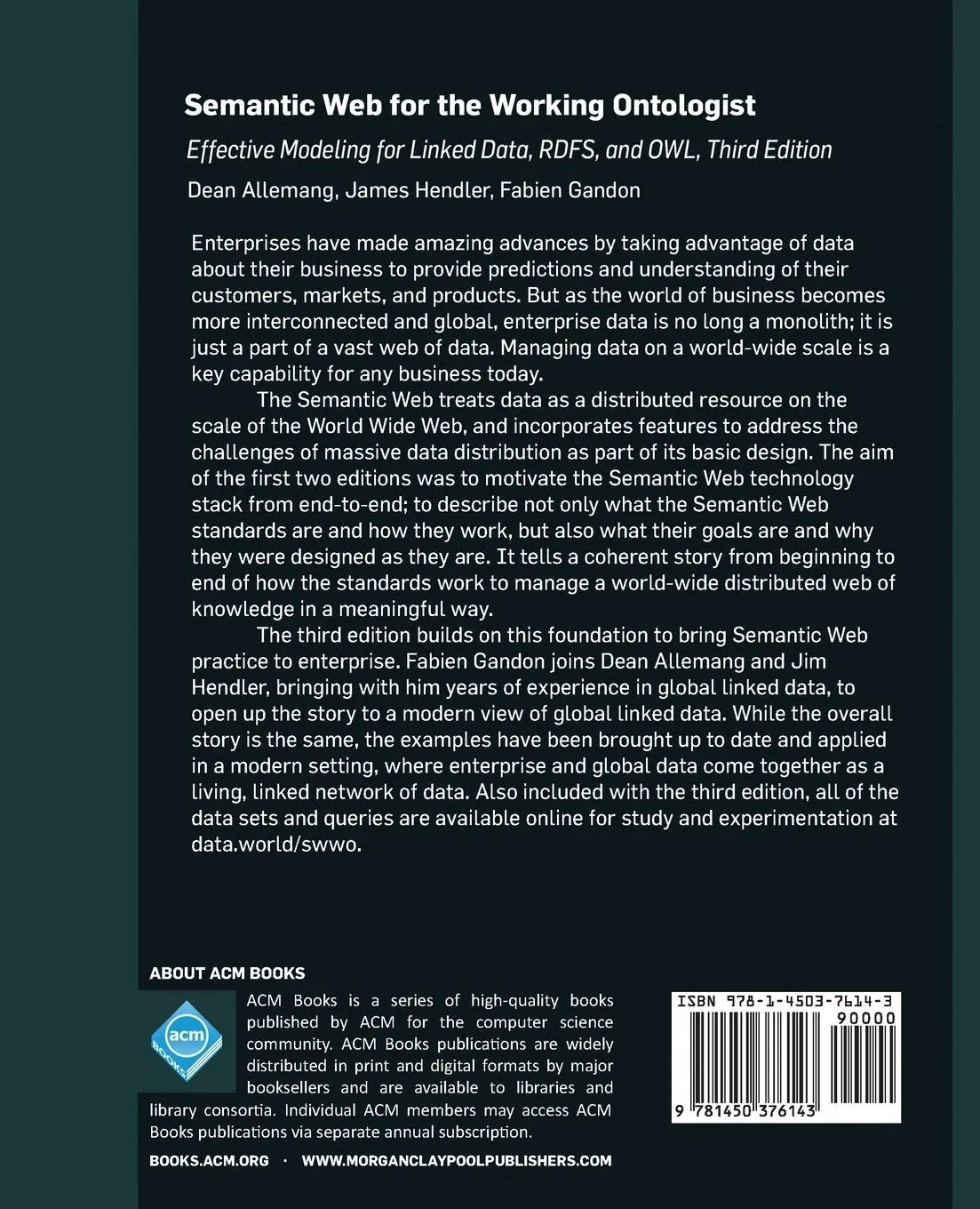 Rückseite: 9781450376143 | Semantic Web for the Working Ontologist | James Hendler (u. a.) | Buch