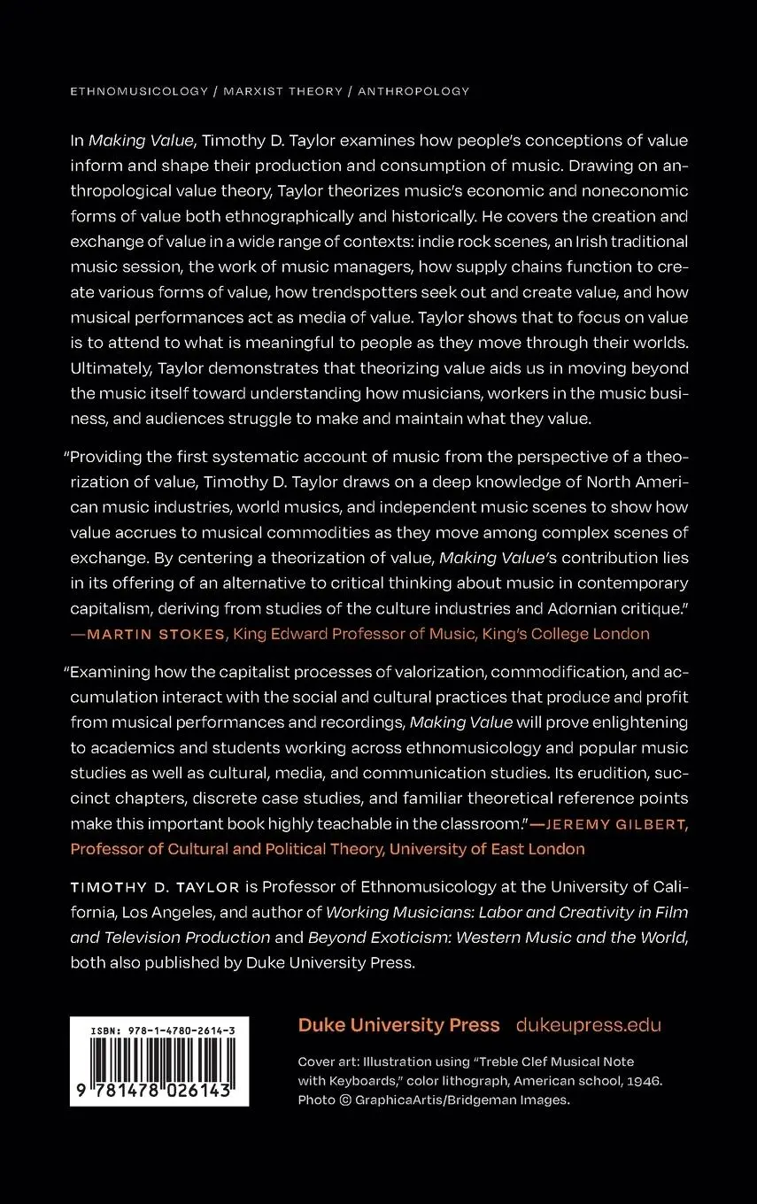 Rückseite: 9781478026143 | Making Value | Music, Capital, and the Social | Timothy D. Taylor