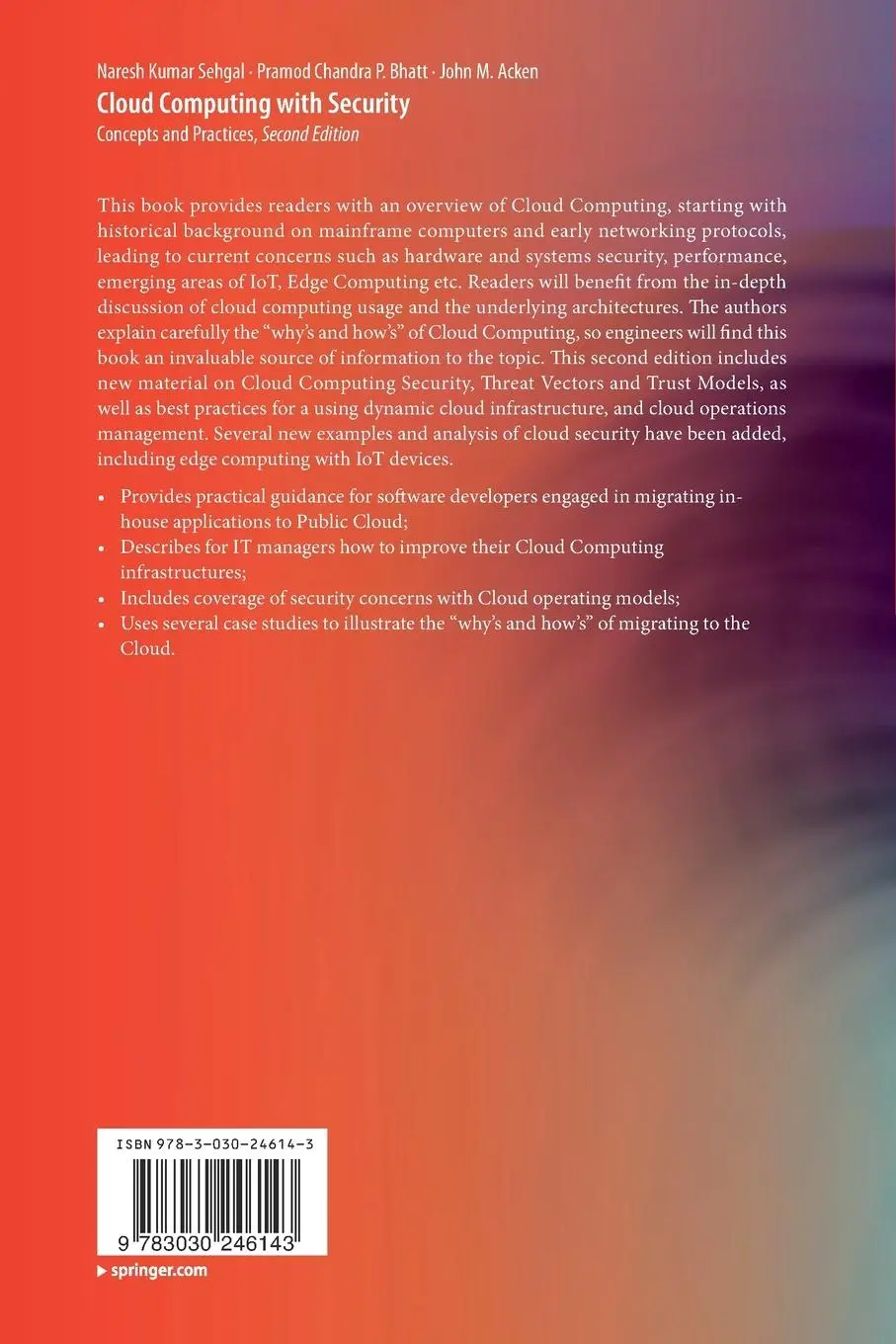 Rückseite: 9783030246143 | Cloud Computing with Security | Concepts and Practices | Taschenbuch