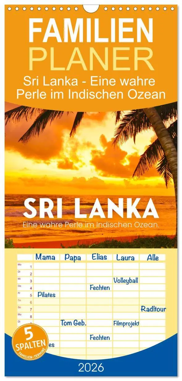 Cover: 9783516506143 | Familienplaner 2026 - Sri Lanka - Eine wahre Perle im Indischen...