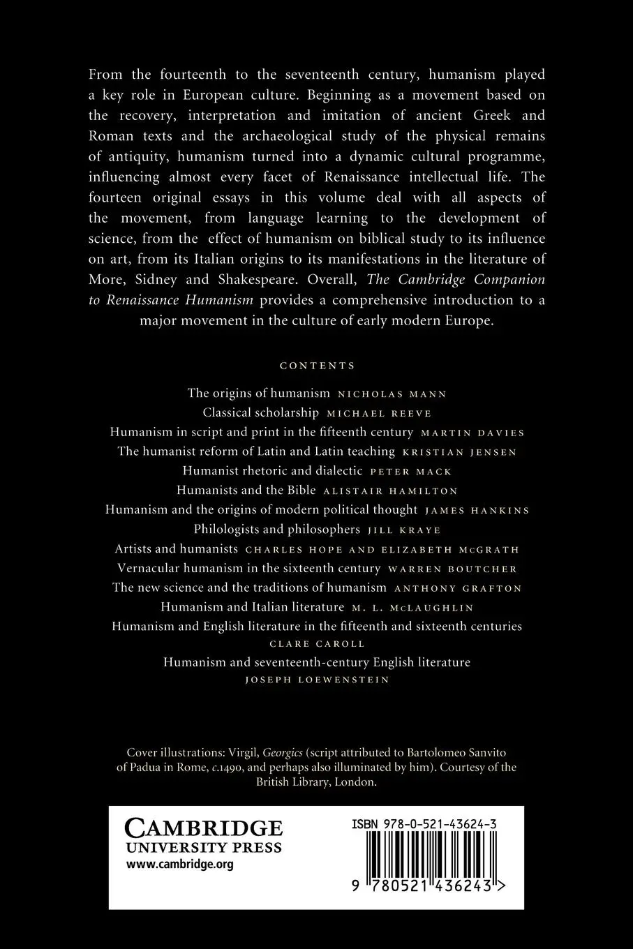 Rückseite: 9780521436243 | The Cambridge Companion to Renaissance Humanism | Jill Kraye (u. a.)