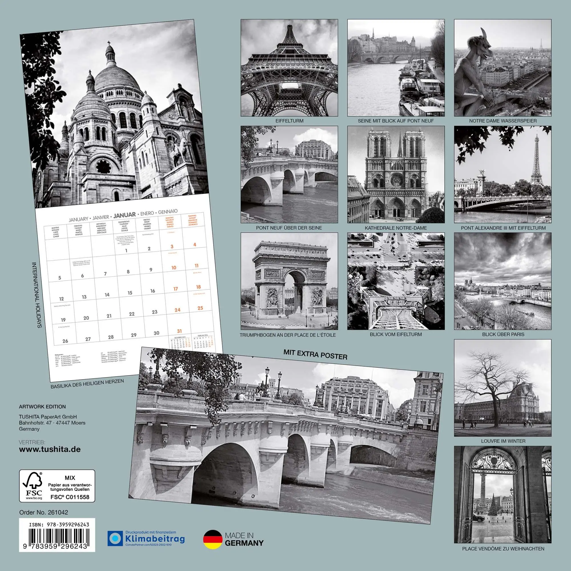 Rückseite: 9783959296243 | Paris Retro 2026 | Kalender 2026 | Kalender | 28 S. | Englisch | 2026