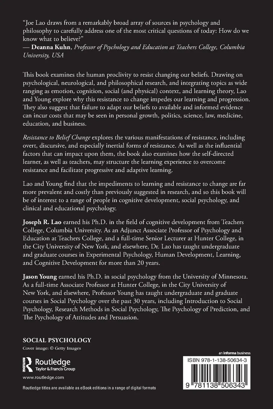 Rückseite: 9781138506343 | Resistance to Belief Change | Limits of Learning | Joseph Lao (u. a.)