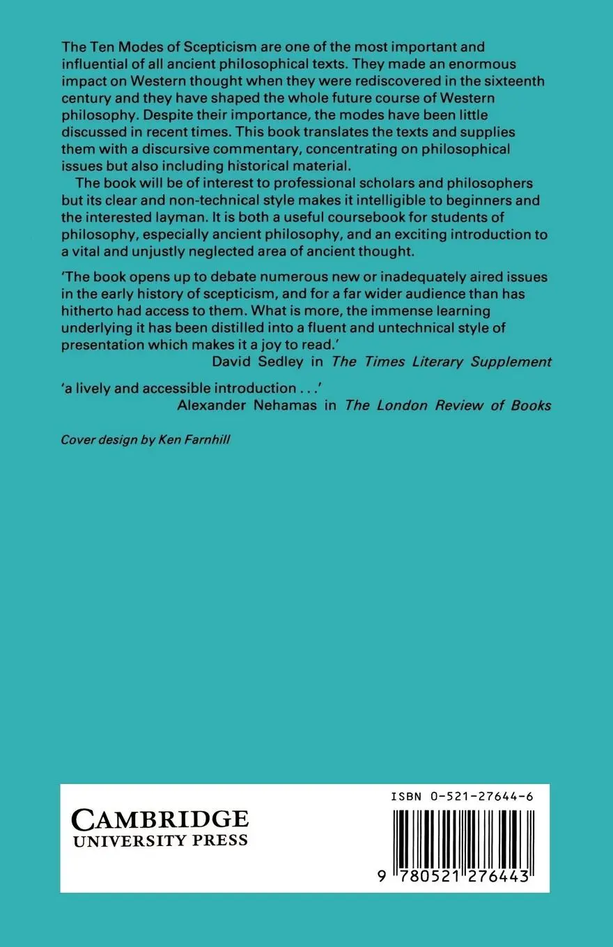 Rückseite: 9780521276443 | The Modes of Scepticism | Ancient Texts and Modern Interpretations