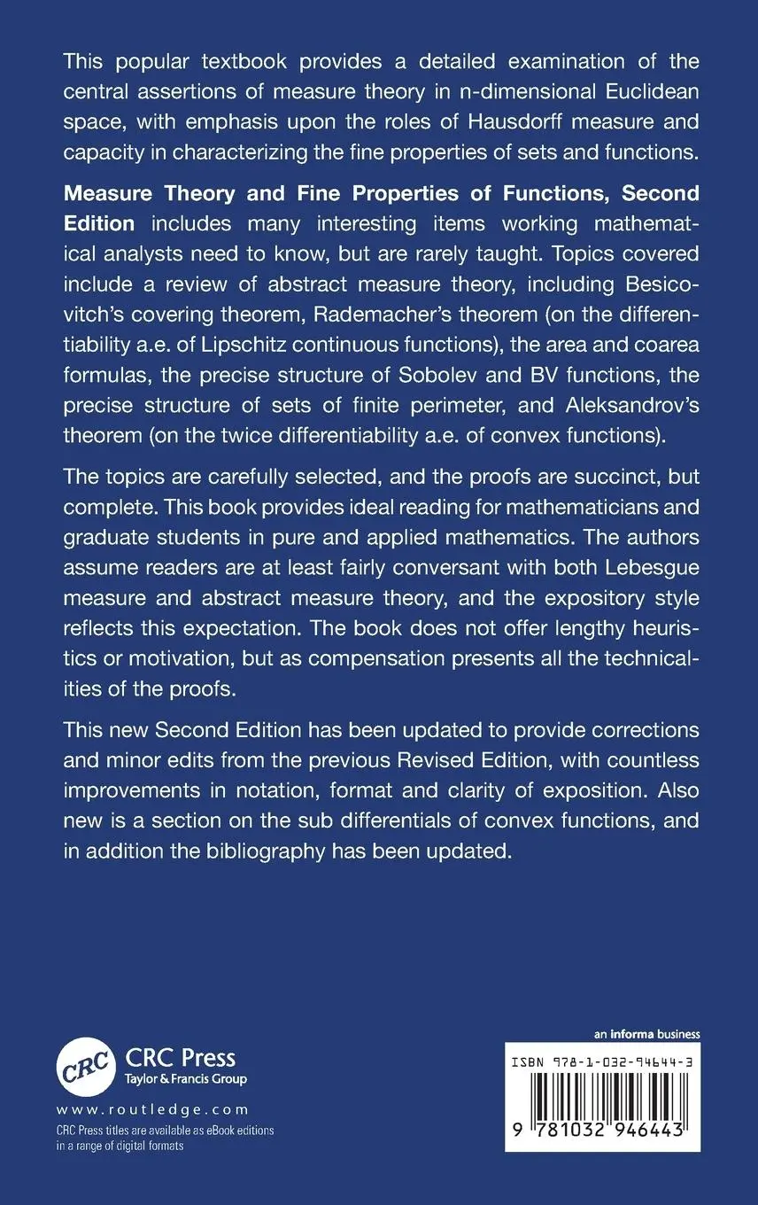 Rückseite: 9781032946443 | Measure Theory and Fine Properties of Functions | Lawrence C. Evans