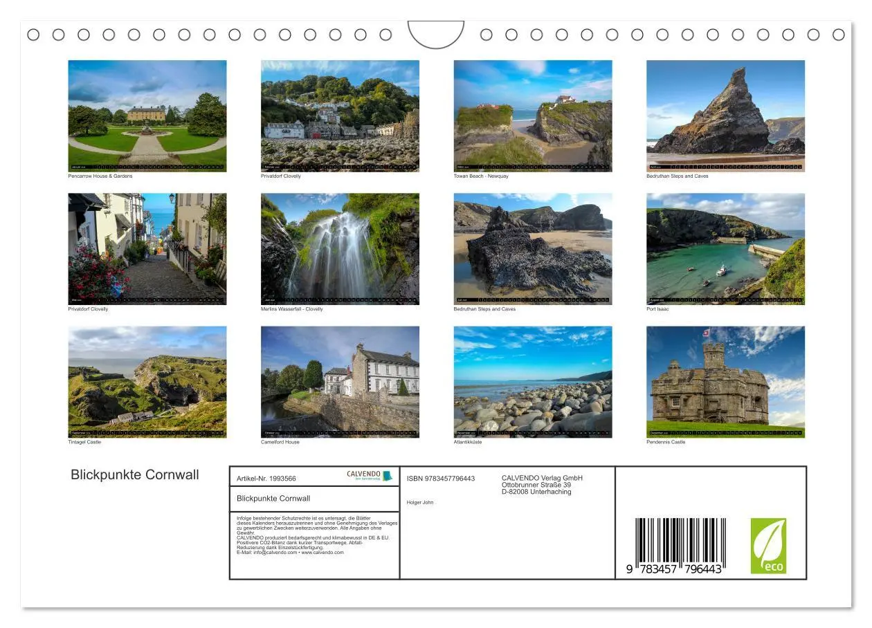 Bild: 9783457796443 | Blickpunkte Cornwall (Wandkalender 2026 DIN A4 quer), CALVENDO...